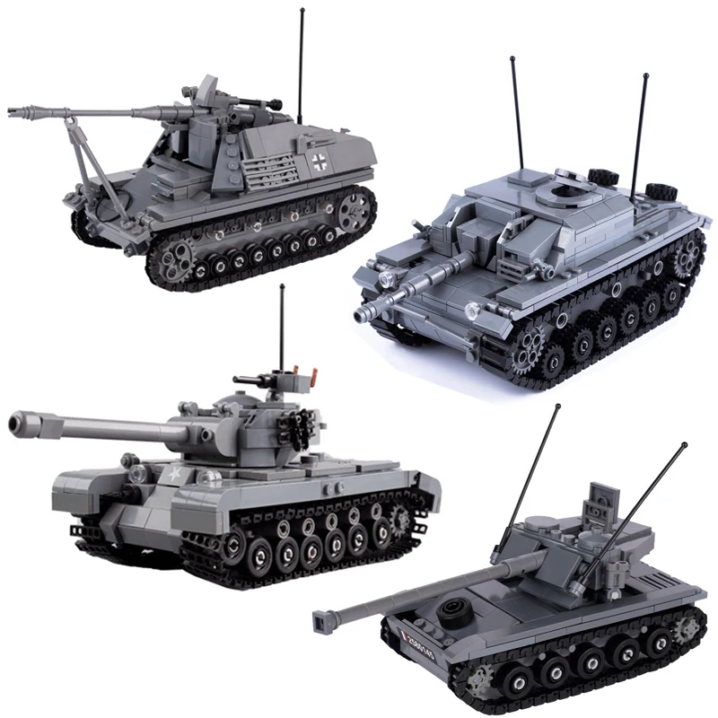 WW2 Military MOC World War II Tank Series 4 Tank US M26 Heavy Tank Small Particle Building Block Children's Toy Birthday Gift