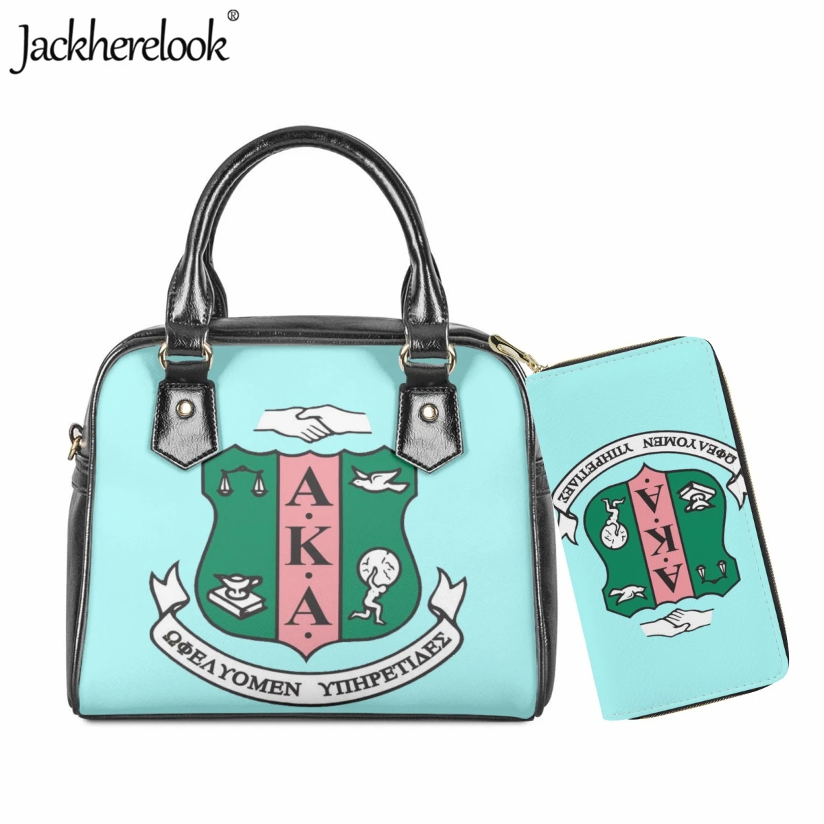 

Jackherelook Alpha Kappa Alpha Sorority женская сумка из ПУ кожи сумка-мессенджер модная женская сумка для покупок на плечо длинный кошелек