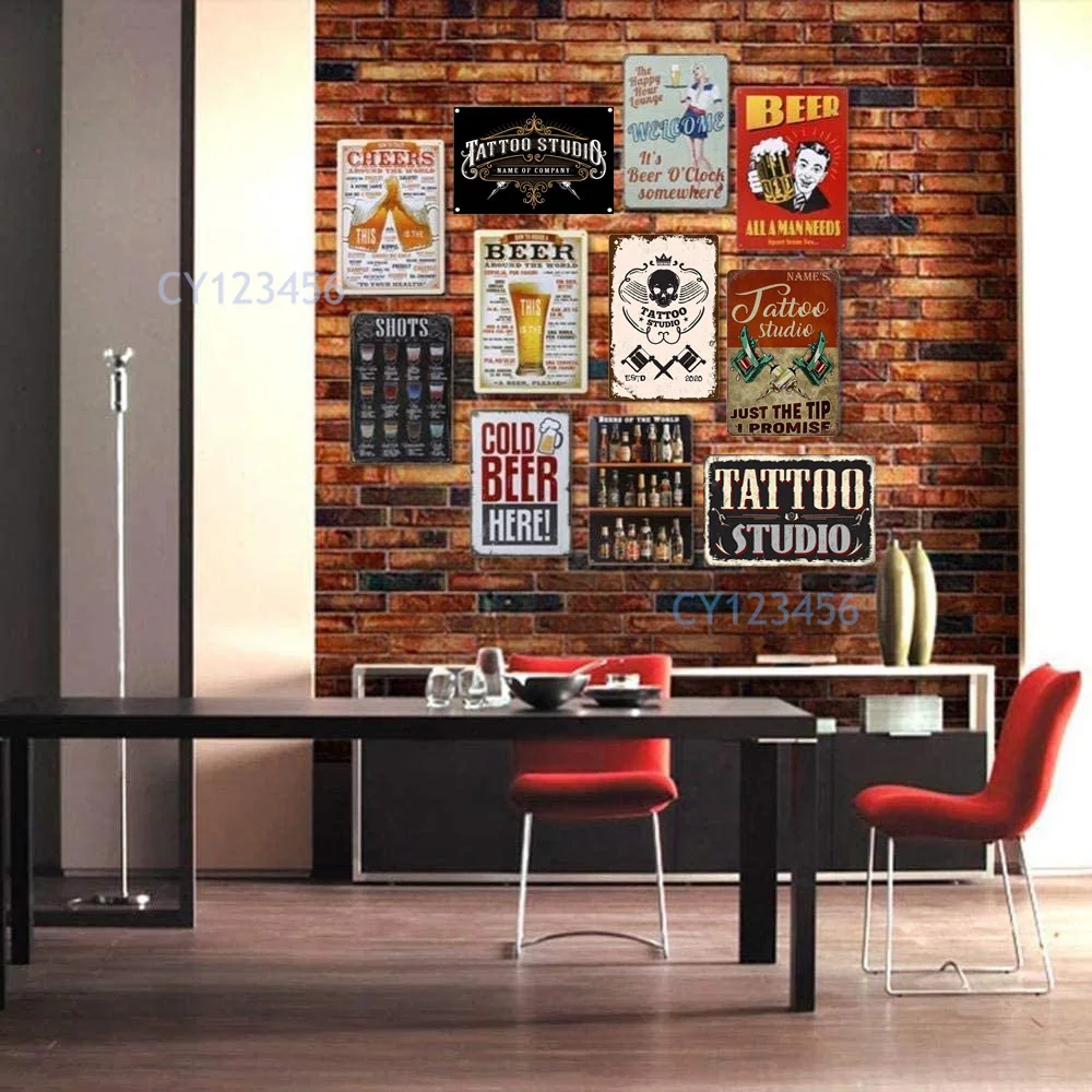 Винтаж плакат тату название компании жестяная вывеска металлическая пластина