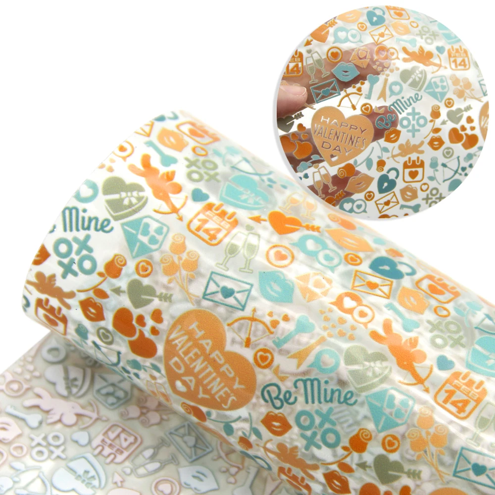 Прозрачная Синтетическая кожаная ткань с цветочным принтом в виде сердца 20x33 см