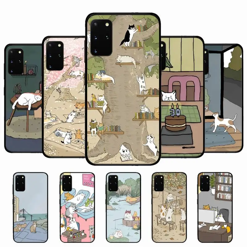 

Lazy White Orange Cat Phone Case for Samsung S10 21 20 9 8 plus lite S20 UlTRA 7edge