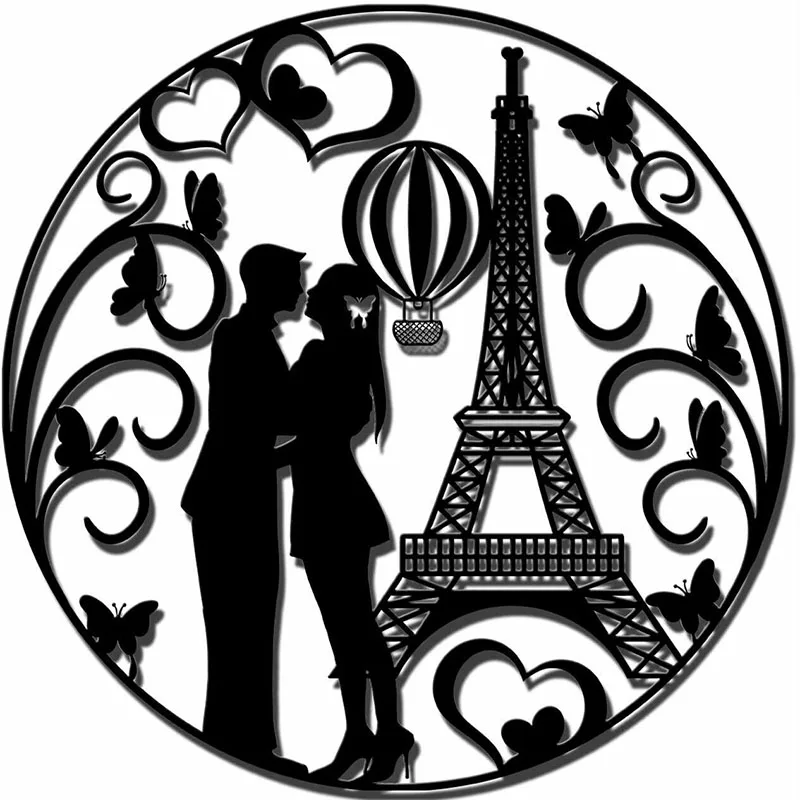 

Paris Metal Wall Decor Love Kiss W Eiffel Tower Butterfly Heart Wall Sculpture Large For Home Living Room Dectoration Metal Art
