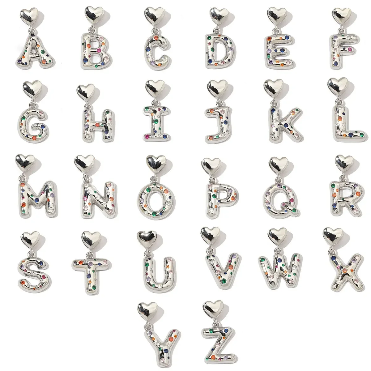 Vnistar медный красочный кулон с буквой CZ A-Z инициалами в форме сердца ожерелье