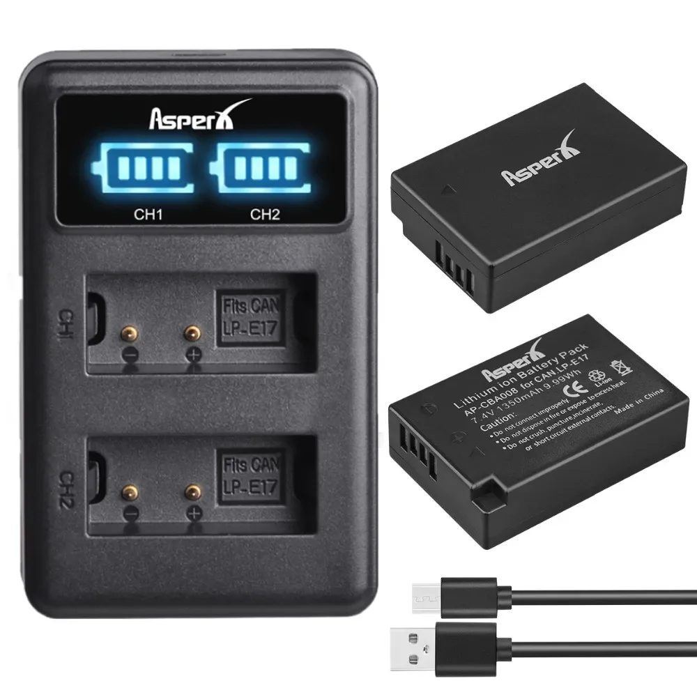 

NEW 1350mAh LPE17 LP E17 Battery and LED Charger EOS 850D R10 750D 760D 77D 200D 800D T6i T6s T7i M3 M5 M6 Mark II