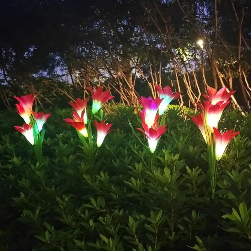 

Outdoor LED Solar Light RGB Tulip Flower Lamp Landscape Courtyard Lawn Lamp Waterproof Garden Stake Insert Solar Rose Lily Light