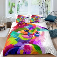 cartoon cat duvet cover kingqueen sizegypsy iridescent animated kitten print duvet cover for child soft bedroom dorm bedding