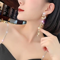 2022 russia earrings new trendy net red long star tassel pearl earrings female temperament earrings personality earrings