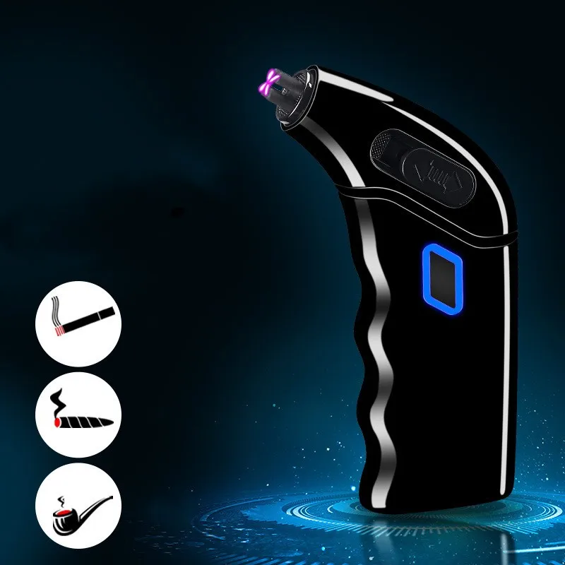

Outdoor Metal Pulse Dual Arc Windproof USB Rechargeable Lighter Power Display Portable Safety Switch Cigarette Tool Men‘s Gift