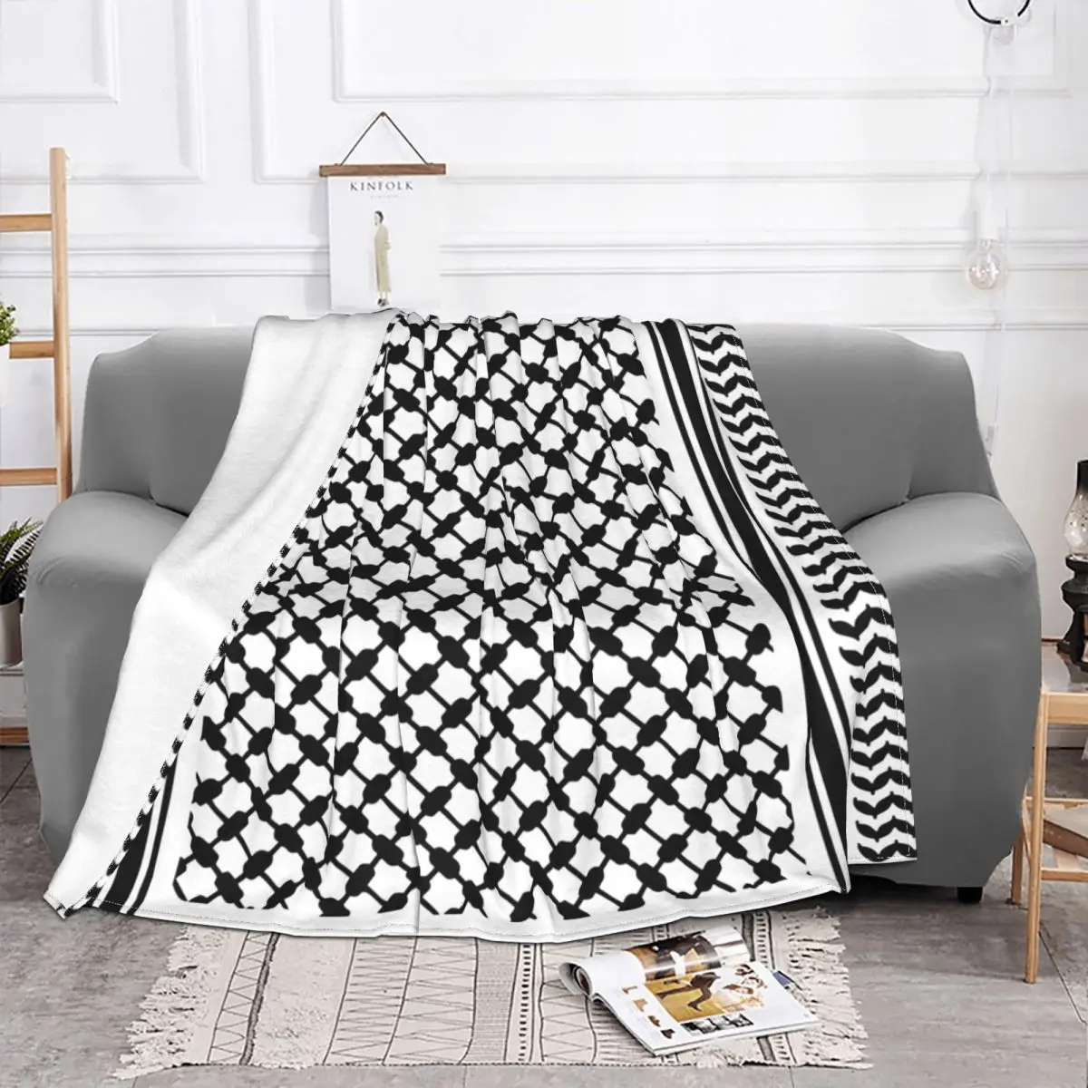 Черные искусственные флисовые одеяла Палестины арабские для дома автомобиля