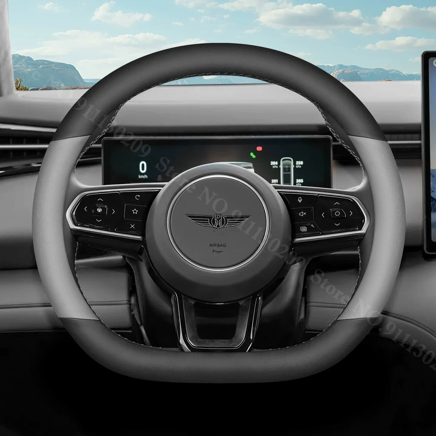 Фото Кожаный защитный чехол на руль для Geely Galaxy A7 E5 E8 L6 L7 LEVC L380 M7 M9 V900 Starshine 6 7 8 Starship 7 №3