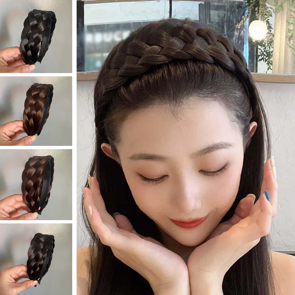 

Bohemian Nature Hair Accessories Toothed Non-slip Hairband Wig Twist Braid Hair Hoop Artificial Fishbone Style Braided Headband