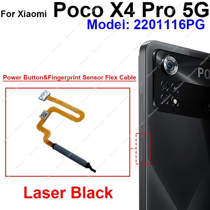 Фото Кнопка питания датчик отпечатков пальцев гибкий кабель для Xiaomi Poco X4 Pro 5G X4 GT Home Меню Кнопка возврата гибкая лента запасные части №2