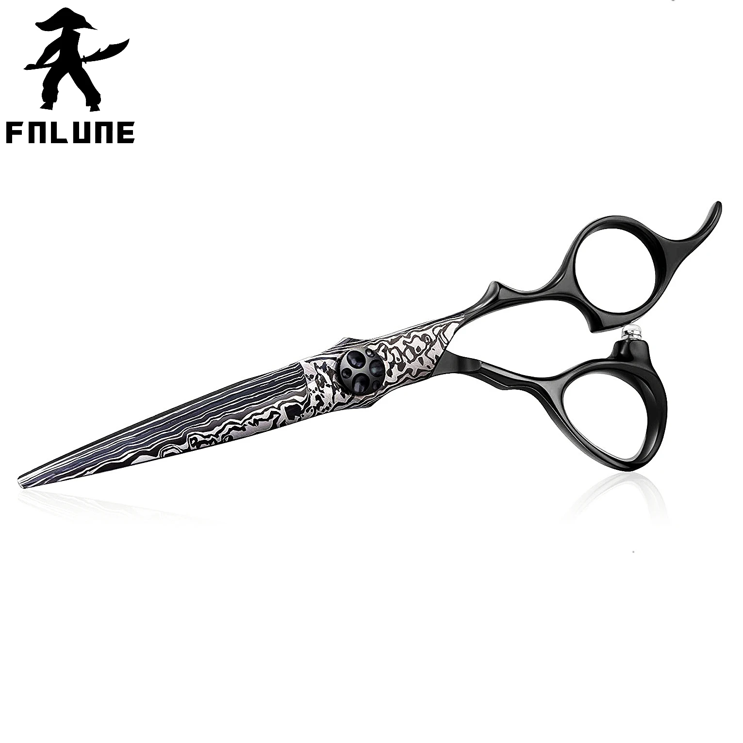 

FnLune 6 Inch Tungsten Steel Black Texture Professional Hair Salon Scissors Cut Barber Tool Haircut Shear Hairdressing Scissors