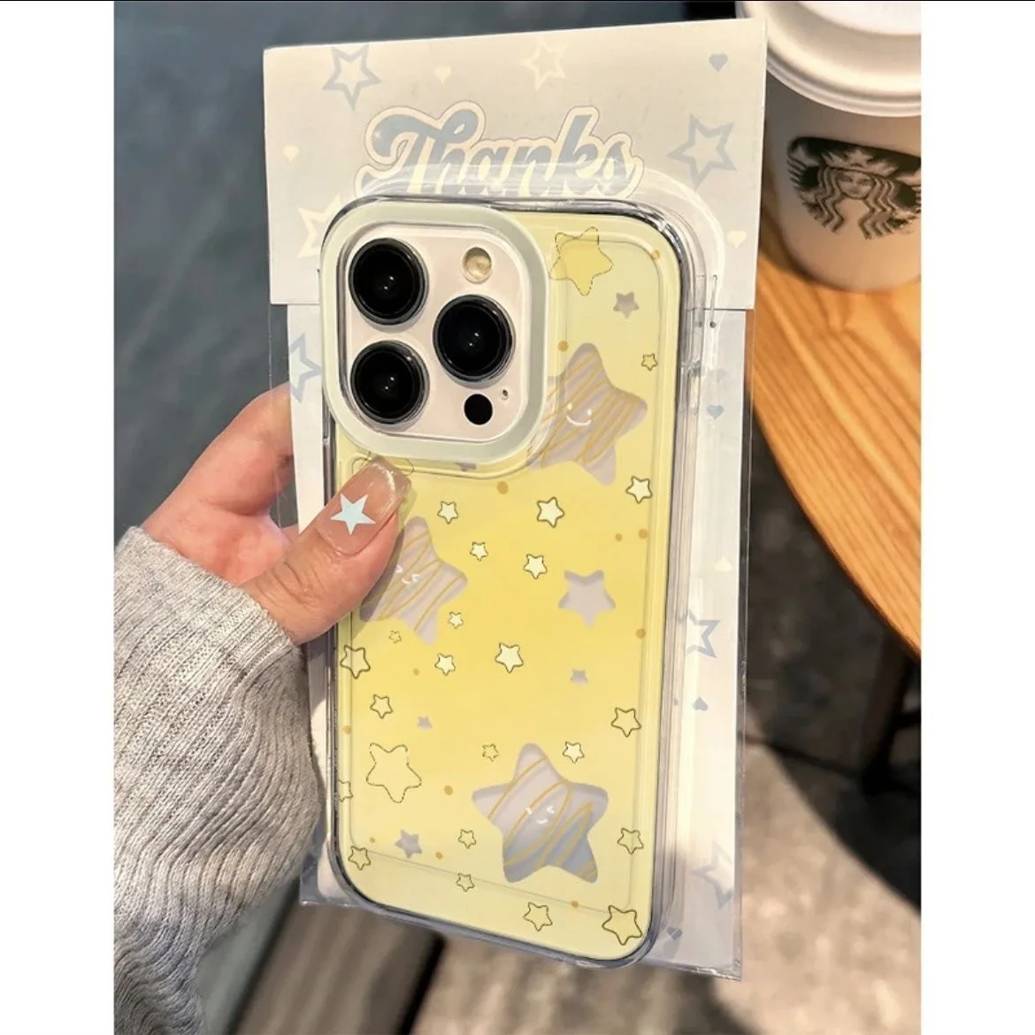Прозрачный космический чехол для телефона Y2K с желтой пентаграммой и звездой iPhone