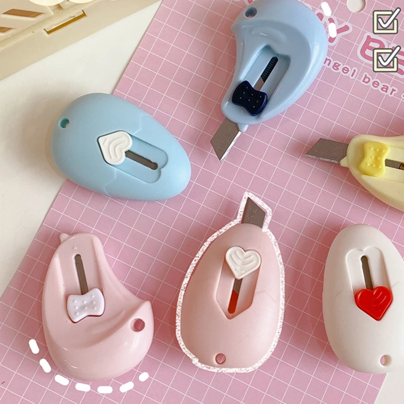 

Cute Mini Utility Knives Letter Opener with Snap Off Blades Craft Touch Knife with Key Chain Hole