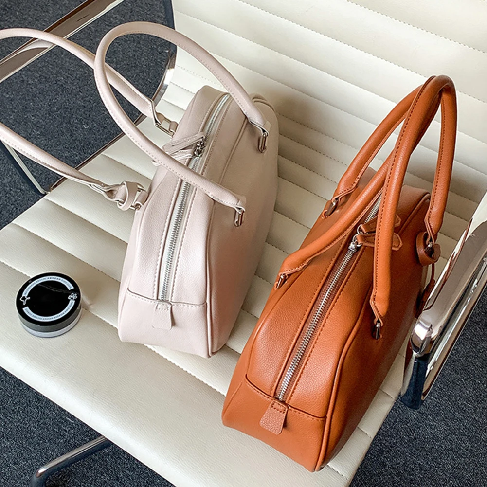 

Women Underarm Bag PU Leather Fashion Shoulder Bag Zipper Closure Solid Color Female Daily Office Bag