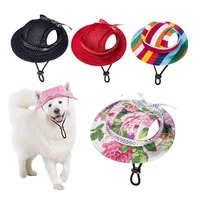dog round brim princess cap visor hat pet dog mesh porous sun cap with ear holes for cats small dog teddy pug chihuahua