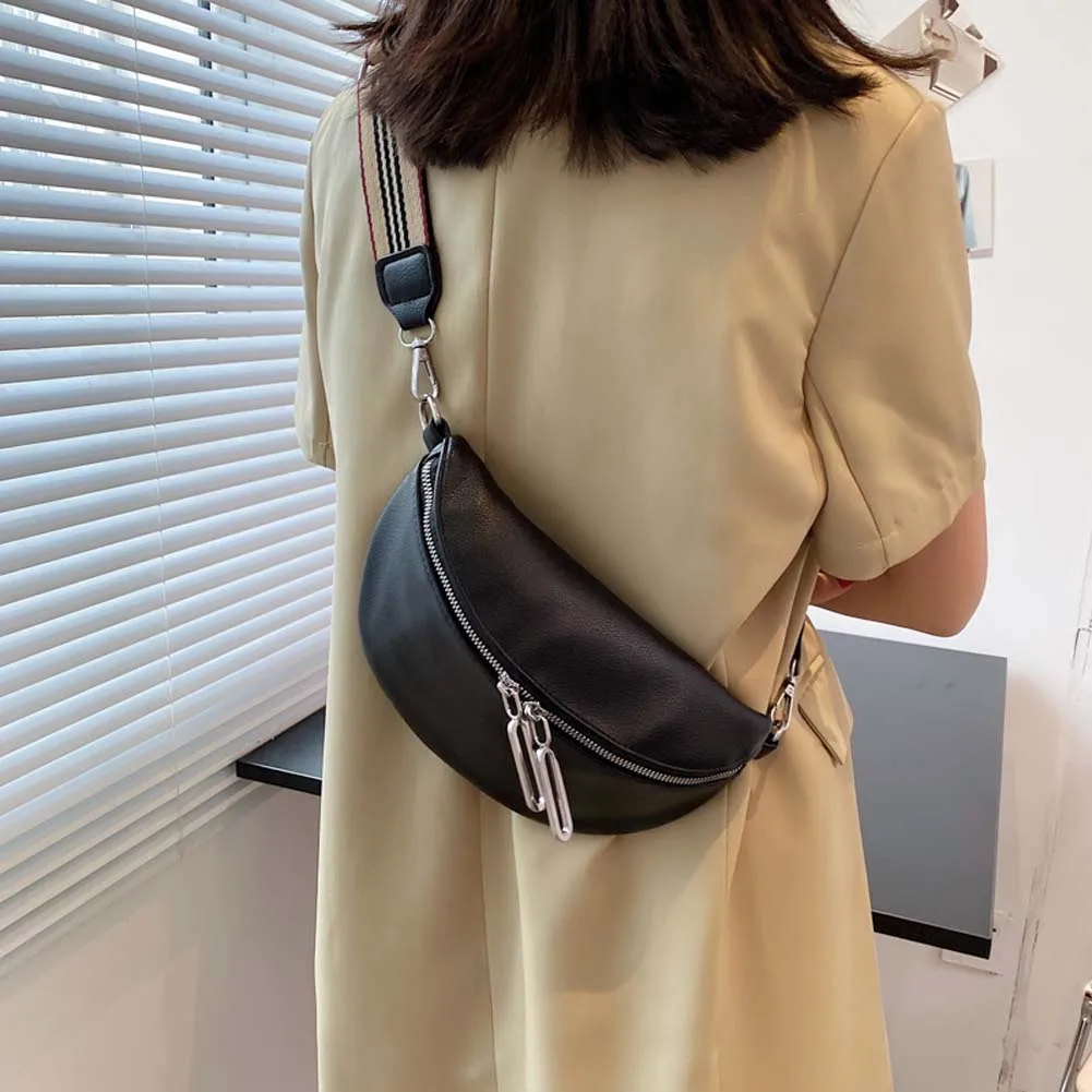 

Модная женская поясная сумка из искусственной кожи, маленькая сумка через плечо, однотонная женская нагрудная Сумка-слинг на плечо, забавна...