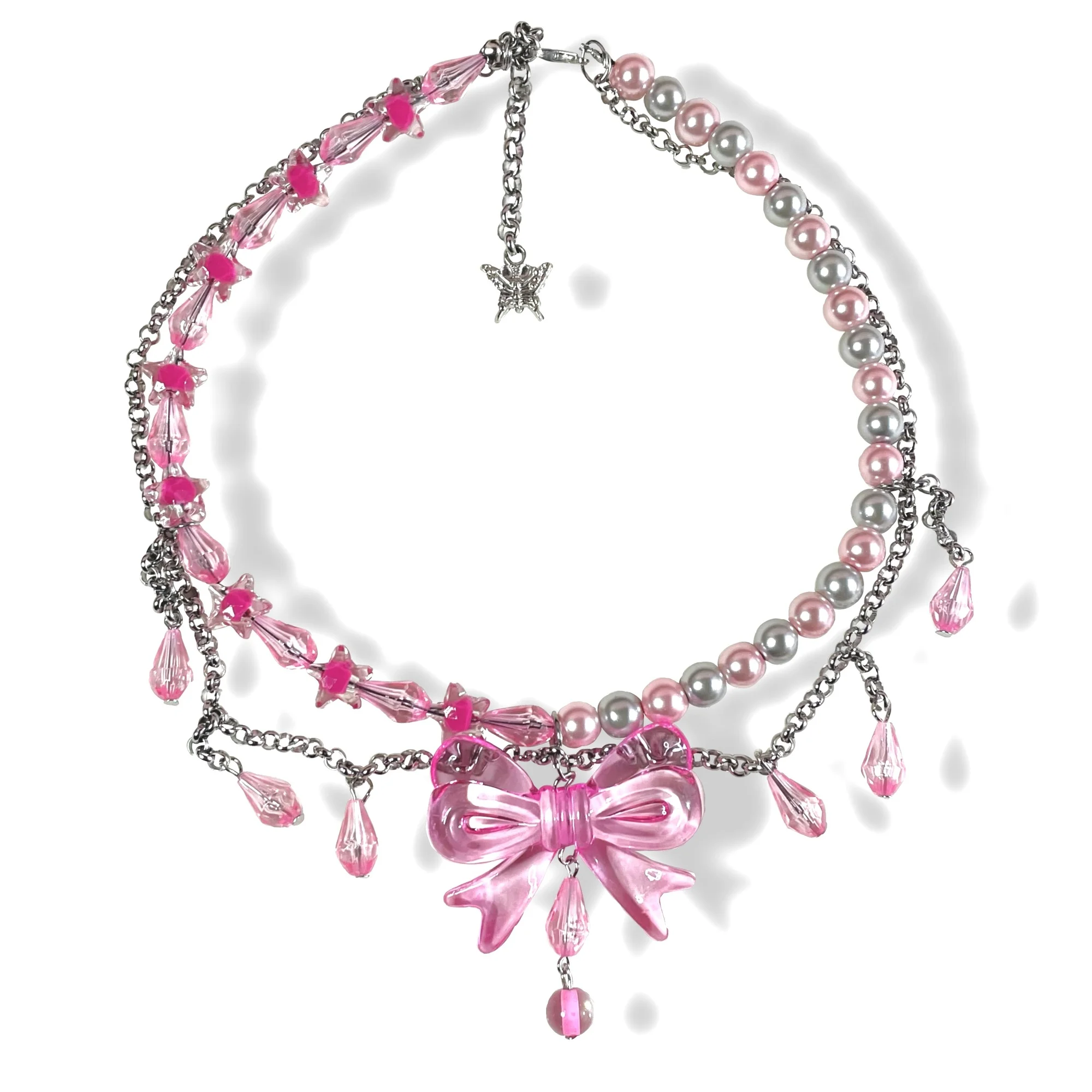 

Freakdadadiekaji design Y2K bow pearl Kawaii Spice Girl Necklace