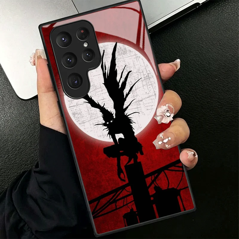 Фото Чехол для телефона N-Notes D-Deaths Anime Ryuk из закаленного стекла для Samsung Galaxy S24 S25 S26 Ultra Edge S23 FE S22 Plus S21 + S20, ударопрочный №2