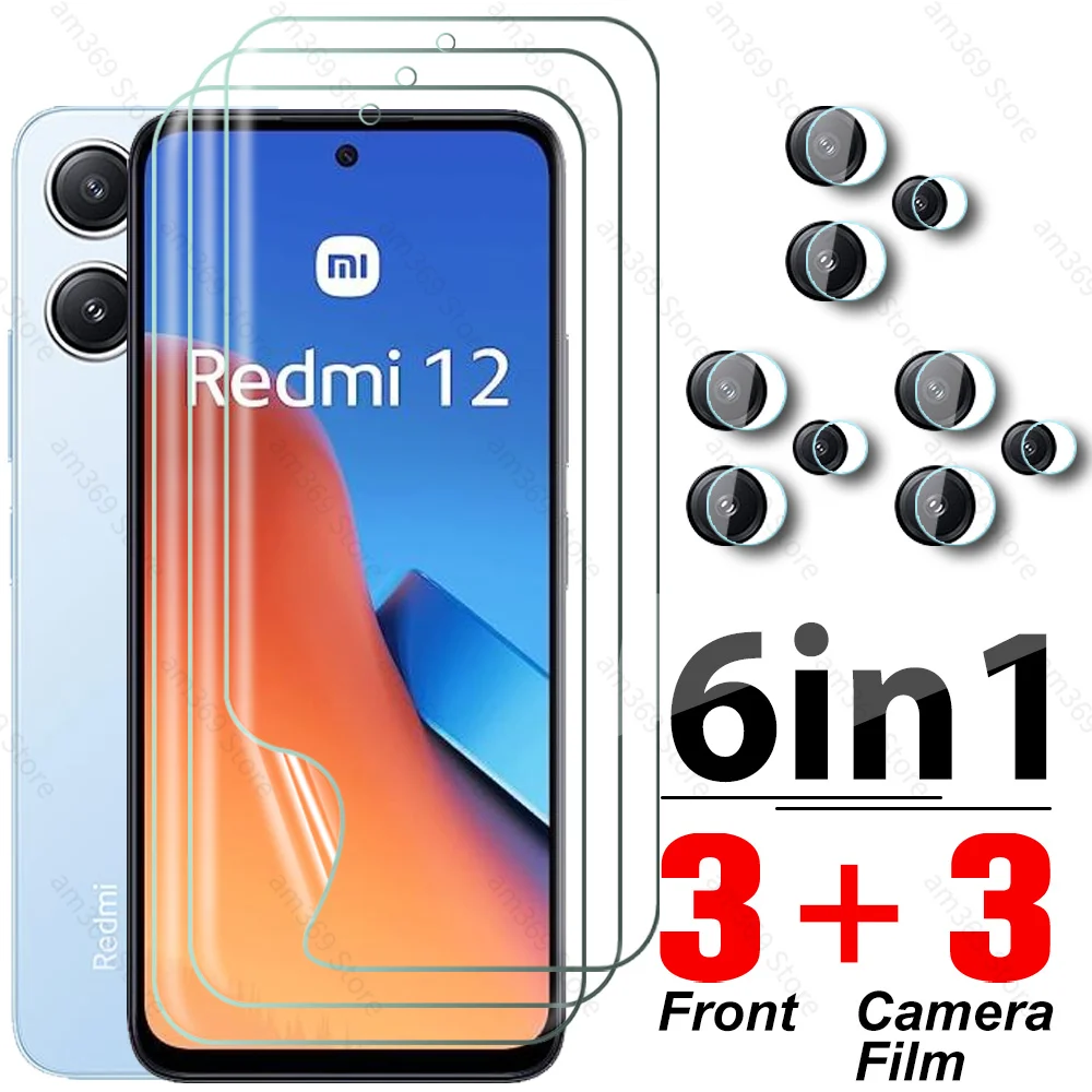 

Мягкая Гидрогелевая пленка 6 в 1 для Xiaomi Redmi 12 4G, защита экрана, стекло для объектива камеры Redmy Readmi 12 Redmi12 23053RN02A 2023 6,79 дюйма