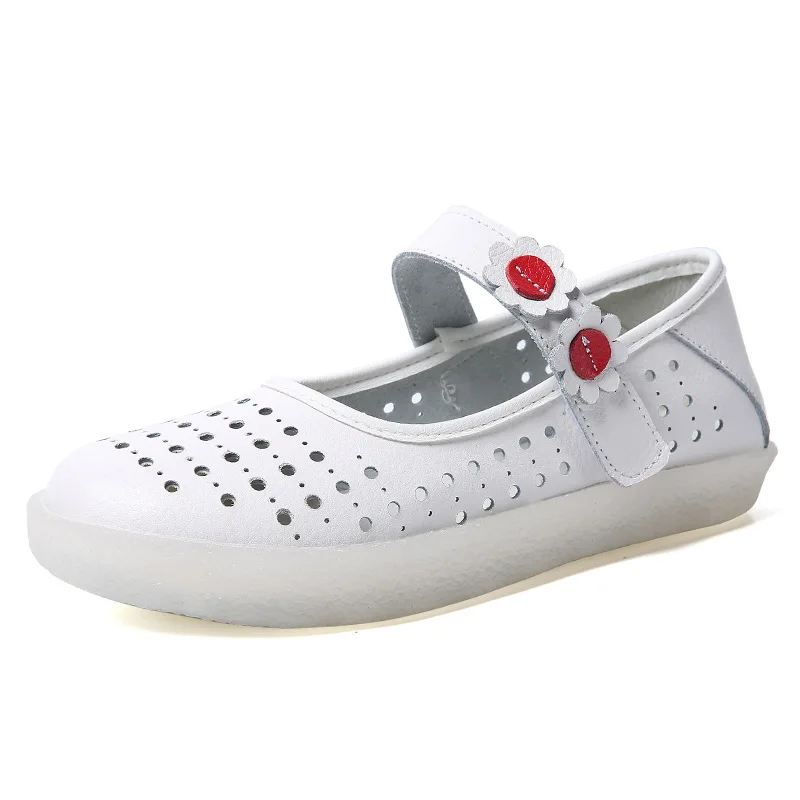 New Arrival Cute Design Leather White Nurse Mates Flat Shoes Ladies Anti-slippery