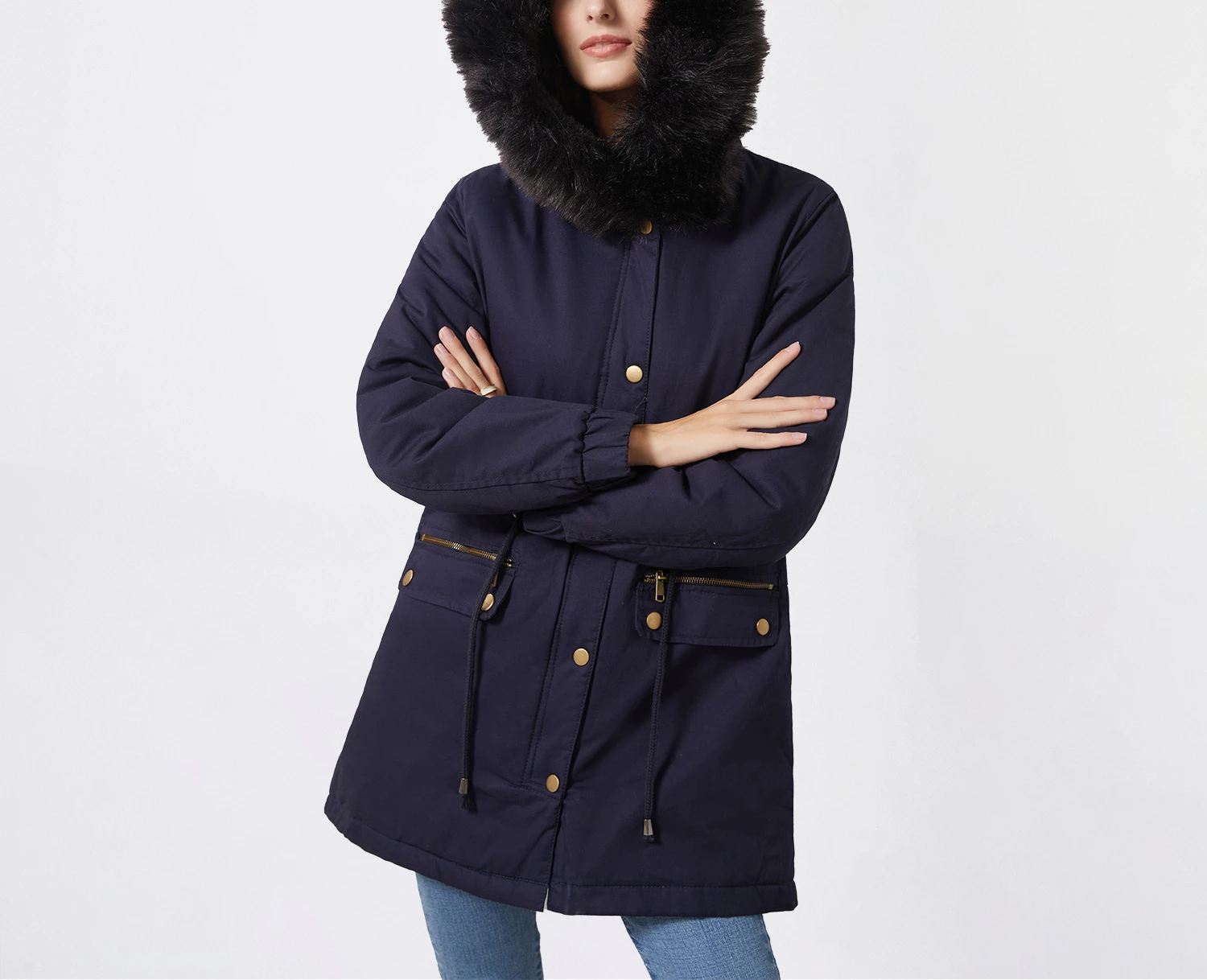 Autumn and Winter 2022 New Women's Plush Cotton Jacket Women's Fashion Hooded Warm Jacket with Fur Collar Loose Cotton Jacket