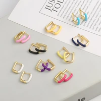 new fashion jewelry square enamel earrings personality retro womens earrings party holiday gifts