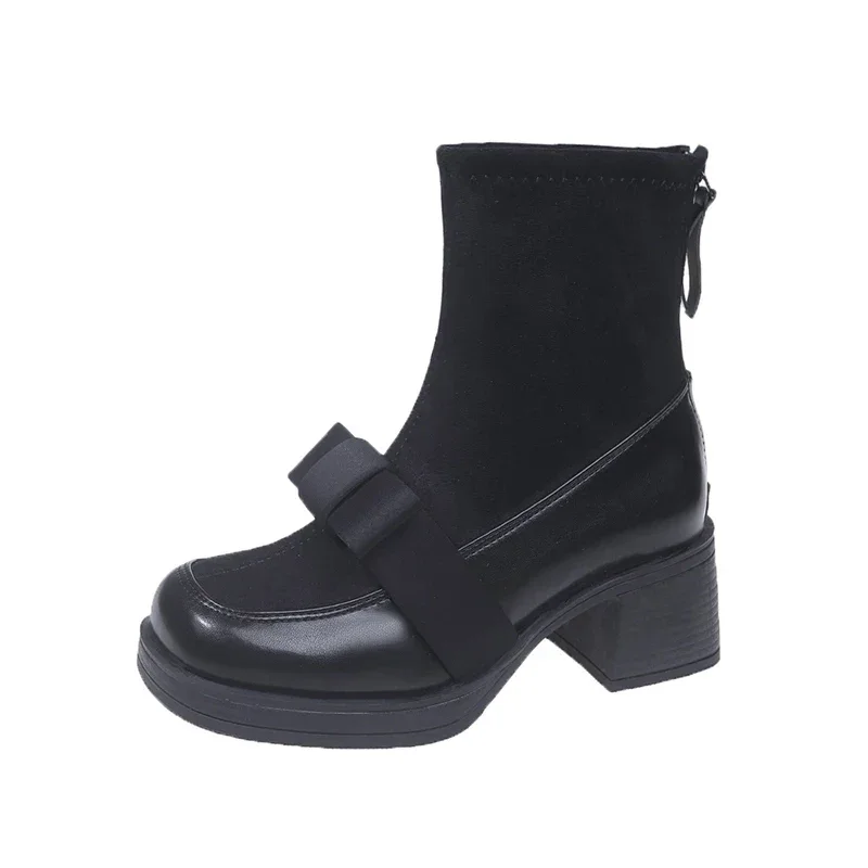 Замшевые женские ботильоны на платформе женская обувь массивном каблуке высоком