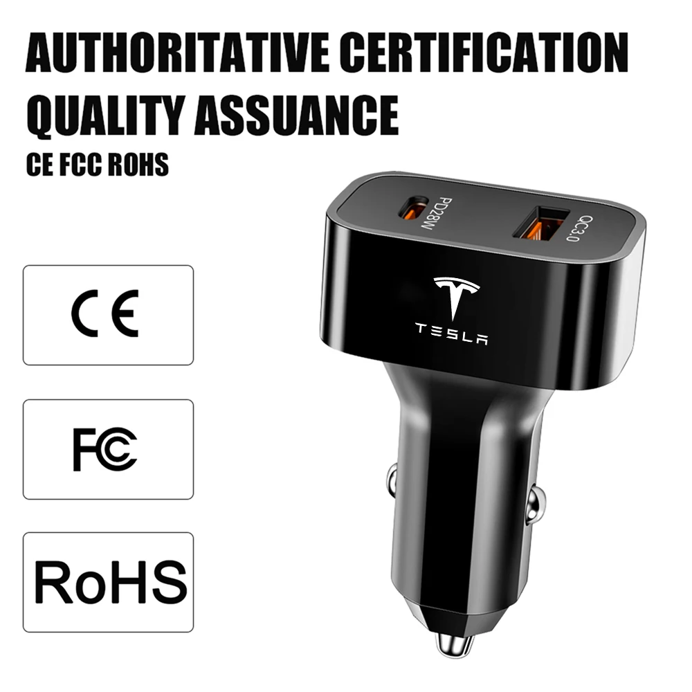 Фото Автомобильное зарядное устройство USB Type-C, 25 Вт, автомобильные аксессуары для Tesla Model 3 Model Y Model S X SpaceX Juguete Mod WYE K80 P85D №5
