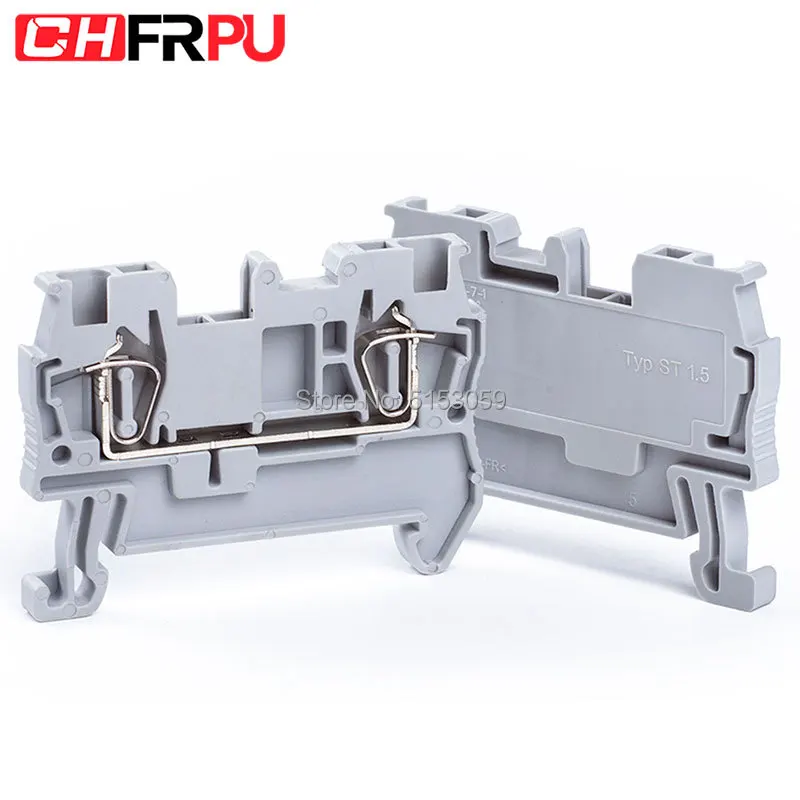 

10Pcs ST1.5 Din Rail Terminal Block Contact Tension Spring Feed-Through Terminal Block Return Pull Type Spring Connectors