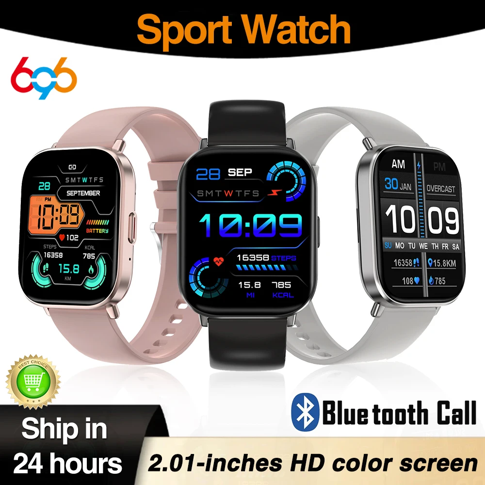 Мужские смарт-часы с HD-экраном 2 01 дюйма Bluetooth пульсометром и тонометром