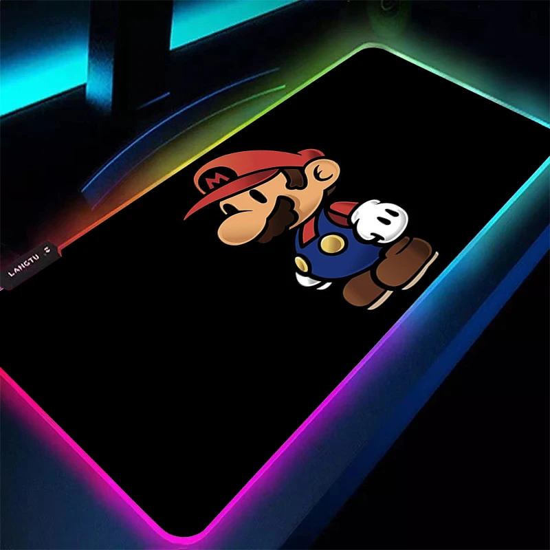 Фото Коврик для мыши RGB M-Mario 90x40 см с подсветкой, игровые аксессуары, компьютерный скоростной мини-клавиатурный коврик для геймеров, светодиодный настольный коврик с обработанными краями №3