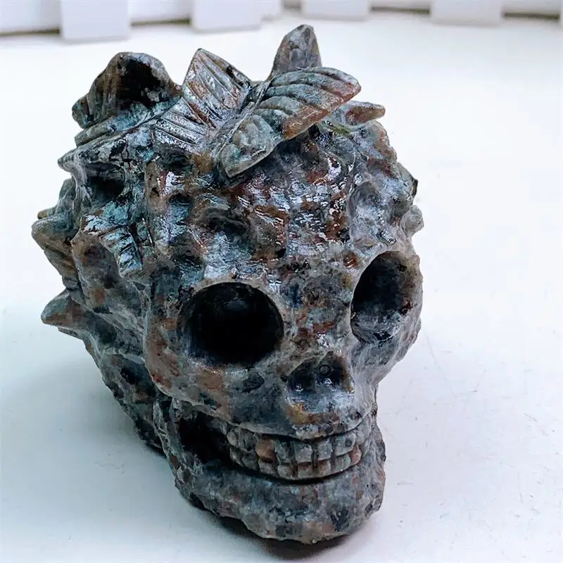 

7cm Natural Yooperlite Butterfly Skull Healing Crystal Carving Fashion Home Decoration Witchcraft Christmas Gift 1pcs