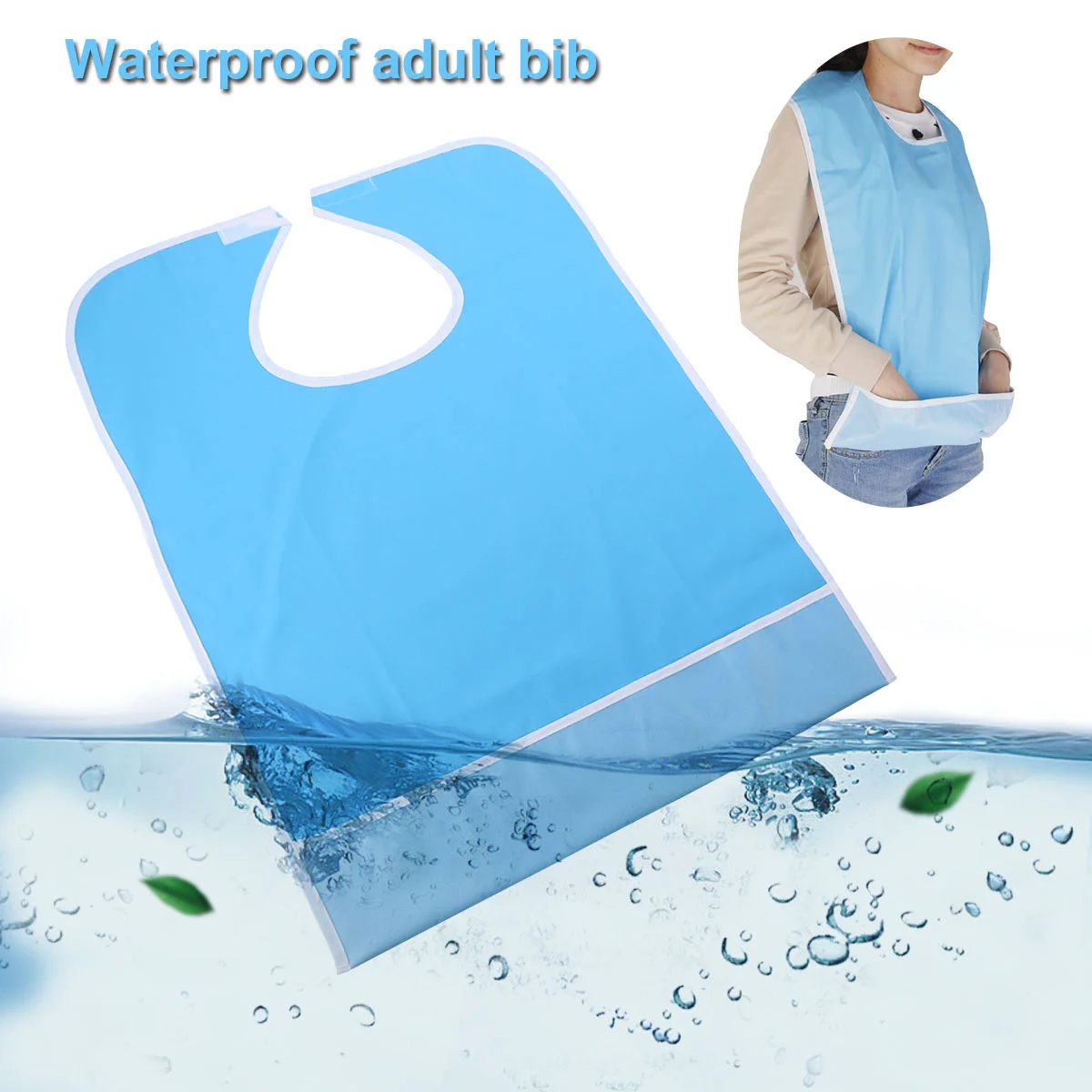 

Bib Adult Mealtime Protector Bibs Waterproof Apron Eating Clothingadultsaid Set Cloth Blue Reusable Elderly Protectors Scarf Men