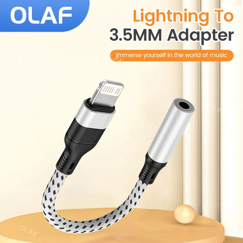 Olaf Adapter Cable For iPhone 14 13 12 11 8 X iPad Pro Male To Female Adapter Lightning To 3.5 MM Jack Cable Headphone Connector