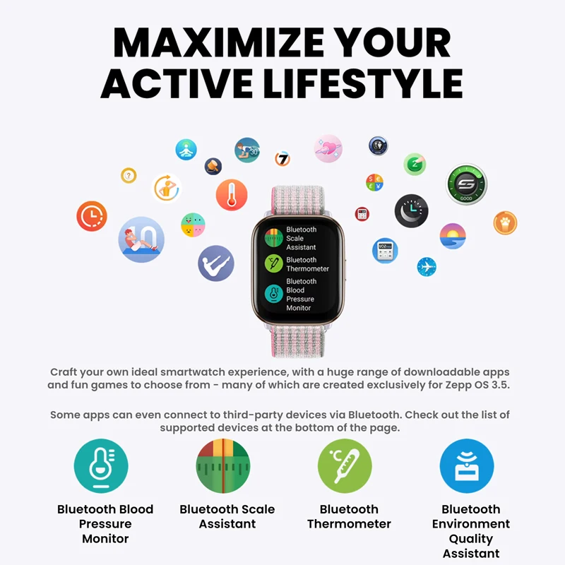 Фото Глобальная версия умных часов Amazfit Active 42 мм с 5 спутниковыми системами позиционирования, 14-дневным временем автономной работы, совместимые с Android и iOS. №3