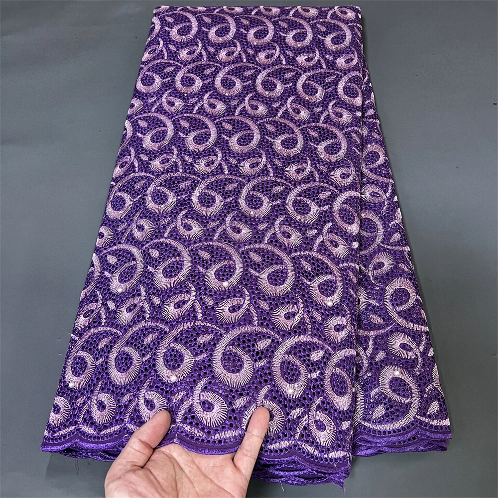 

2023 Latest High Quality African Nigerian Pure Tulle Damask Lace Fabric Embroidery Party Dress Sequins Cotton 5yards