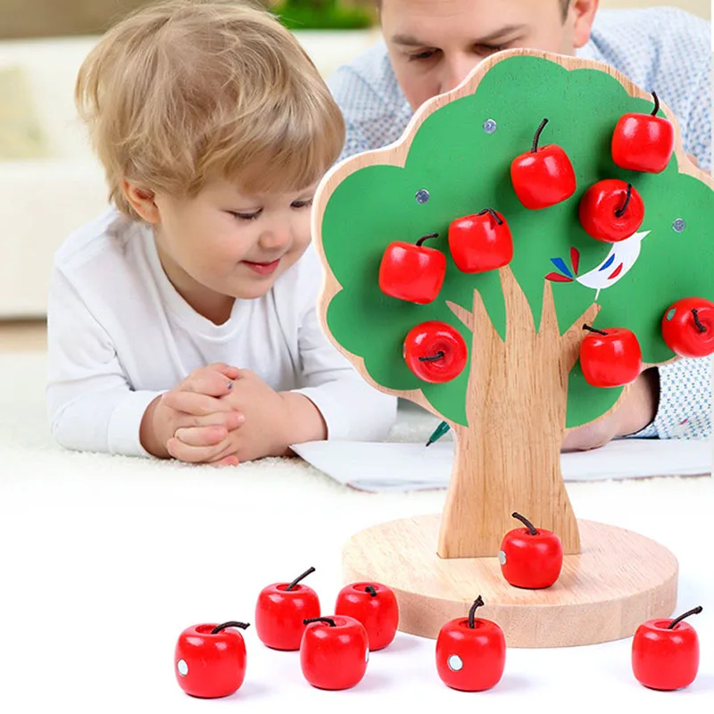 

Магнитная Яблочная елка, Детские интерактивные игрушки, деревянные фрукты, Обучающие Детские игрушки