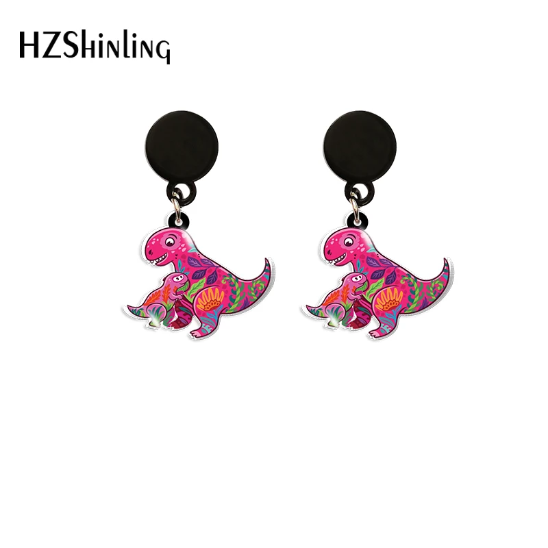 

Новинка 2022, серьги-подвески в виде мамы и ребенка с динозавром, серьги из смолы в виде лисы, медведя, пингвина, акриловые серьги ручной работы...