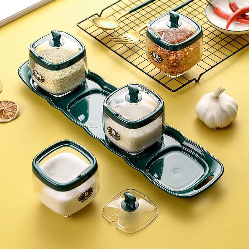 MOONBIFFY Kitchen Seasoning Pot Combination Suit Salt Monosodium Sugar Pepper Cumin Powder Anise Can Kitchen Spice Container