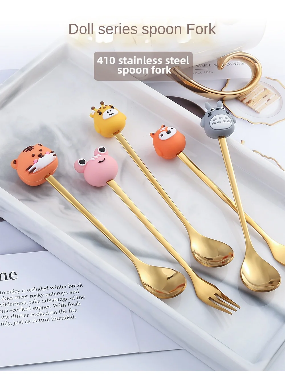 

Portable Cartoon Tableware Coffee Spoon Children Scoop Dessert Cake Spoon Fruit Shape Handle Flatware Teaspoon Dinnerware