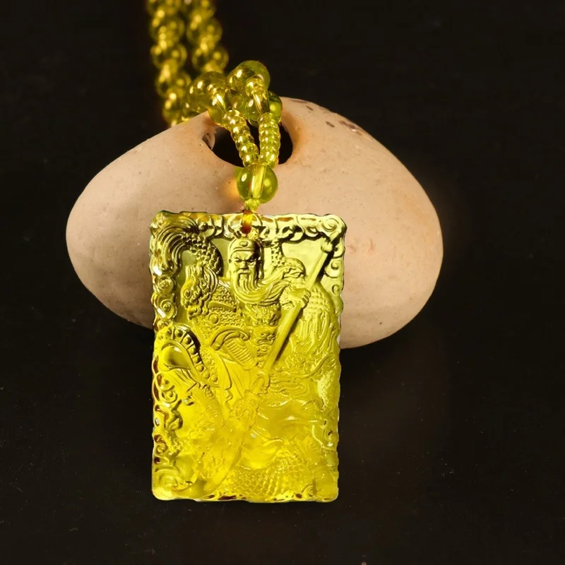

Natural Yellow Hand Carved Guan Gongyu Pendant Fashion Boutique Jewelry Men's and Women's Necklace Gift Accessories Wholesale