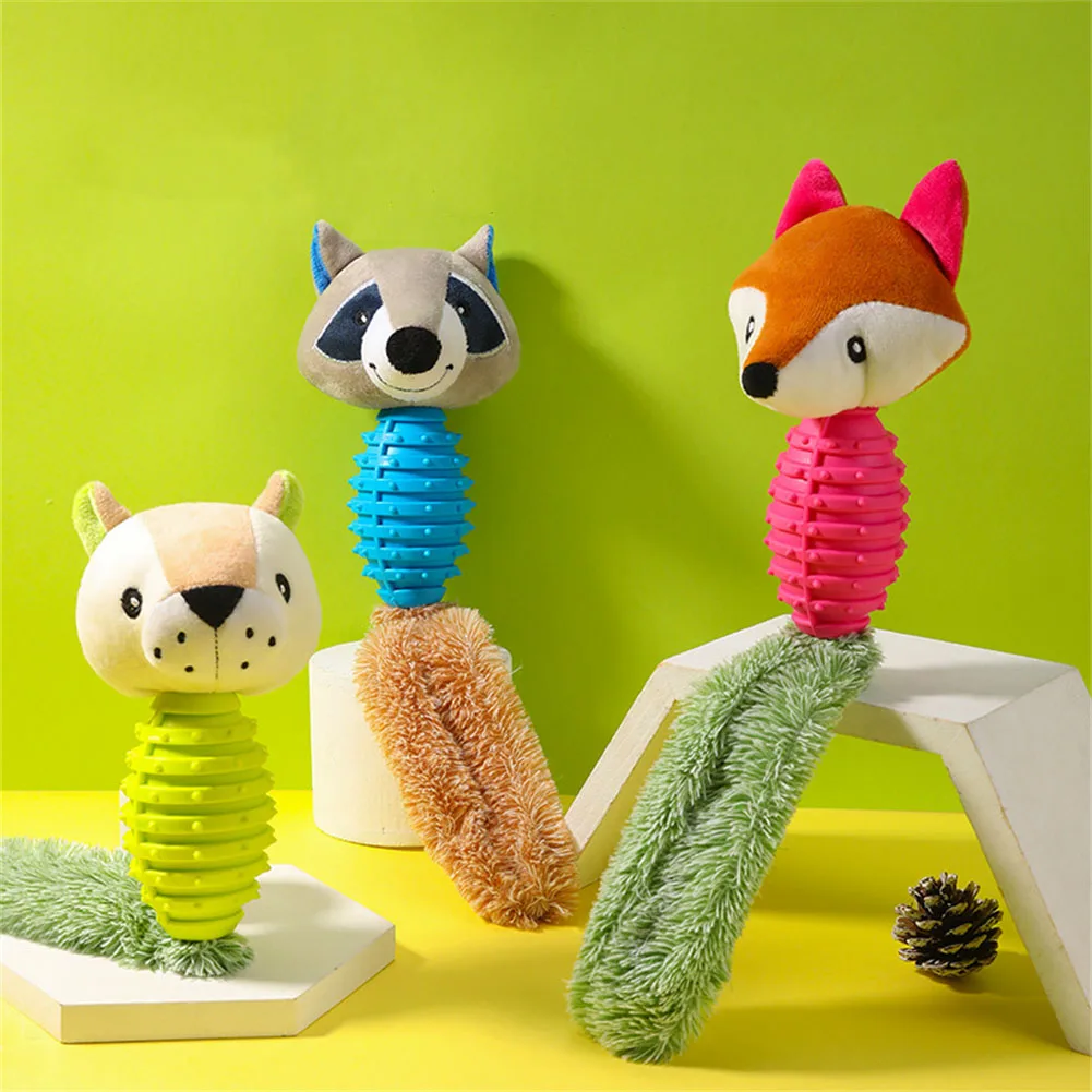 

Bite Resistant Pet Molar Squeaky Whistling Involved Squirrel Toys Animal Shape Cute Plush Toys Puppy Squeak Interactive Chew Toy