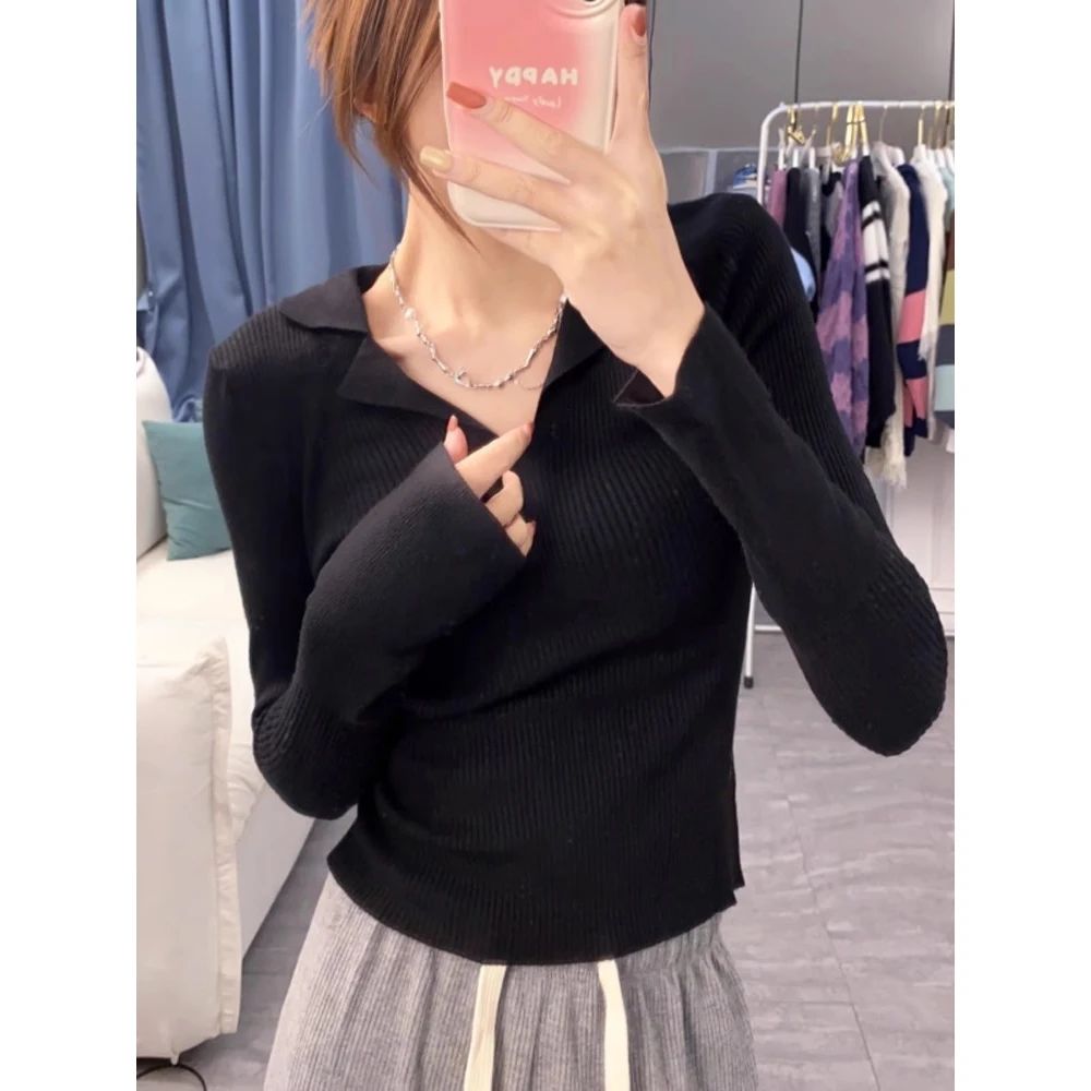 Вязаный свитер во французском стиле осень и зима 2024 новый пуловер базовый