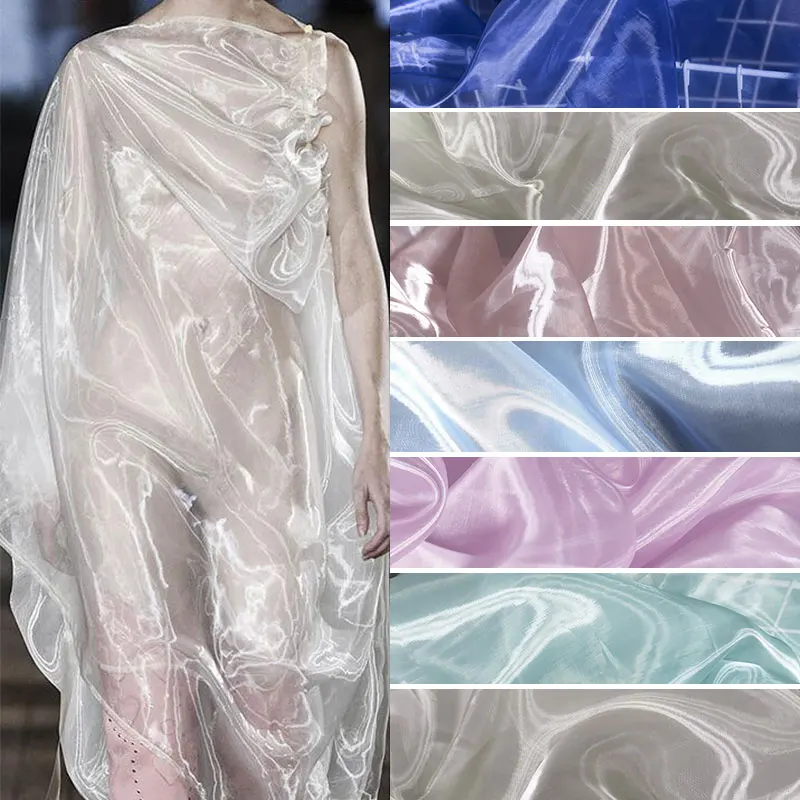 

1.5x0.5m Crystal Solid Colors Soft Satin Fabric For Sewing Dress Suit Hanfu Liquid Silky Touch Stiff Fashion Designber Material