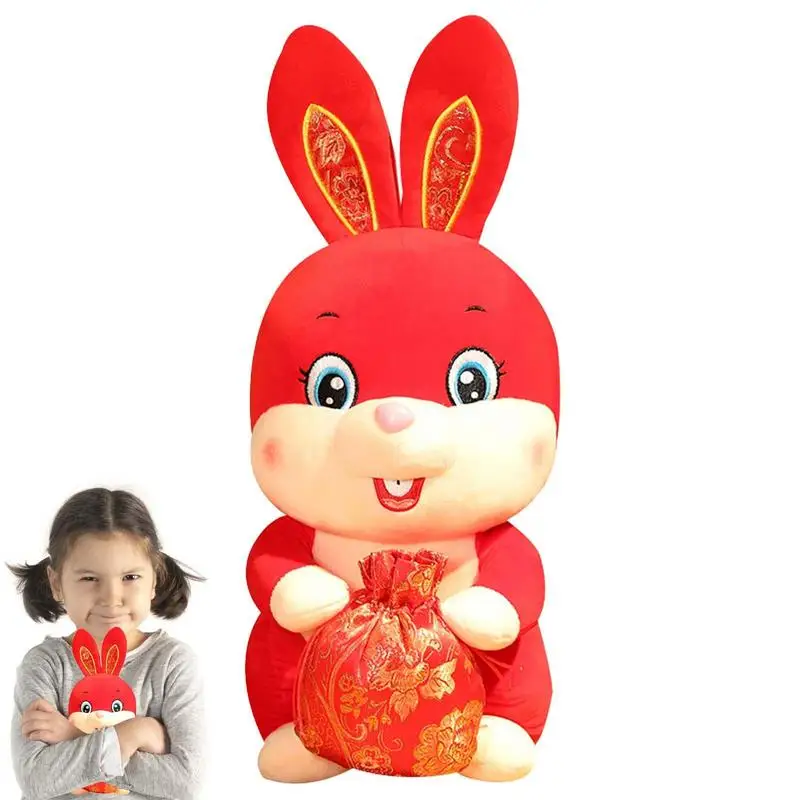 

Китайские Новогодние украшения 2023 мягкий Игрушечный Кролик на ощупь для китайского Нового года 2023 Лунный Новый год искусственные принадлежности