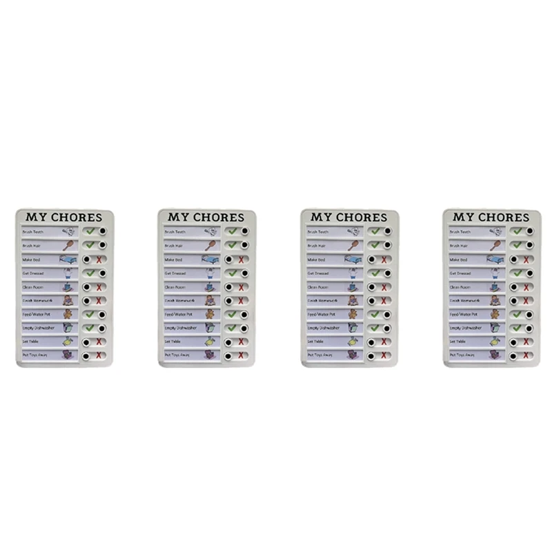 

4X My Chores Checklist Memo Plastic Board, Detachable And Reusable Creative Memo Checklist For Check Items And Form