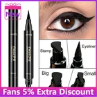 Жидкая подводка для глаз горячая Распродажа 2 в 1, водостойкая быстросохнущая подводка для глаз, черные штампы с двойной головкой, подводка для глаз, инструменты для макияжа