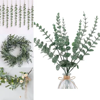 6/12/18 Pcs Artificial Eucalyptus Leaves Green Branches Fake Plants Wedding Party for Home Garden Decoration Christmas Wreath 1